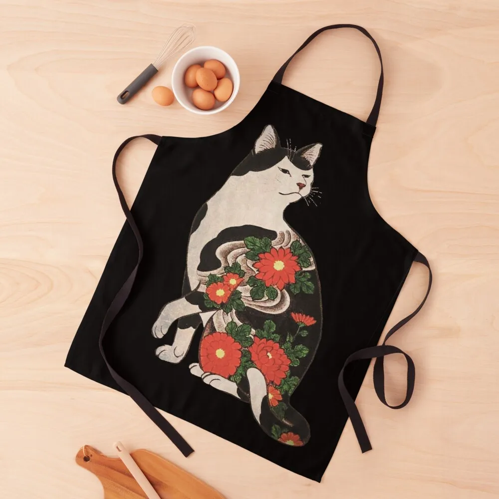 Antique Japanese Woodblock Print Cat with Flower Tattoos Apron chef apron Kitchen household items
Antique Japanese Woodblock Print Cat with Flower Tattoos Apron chef apron Kitchen household items