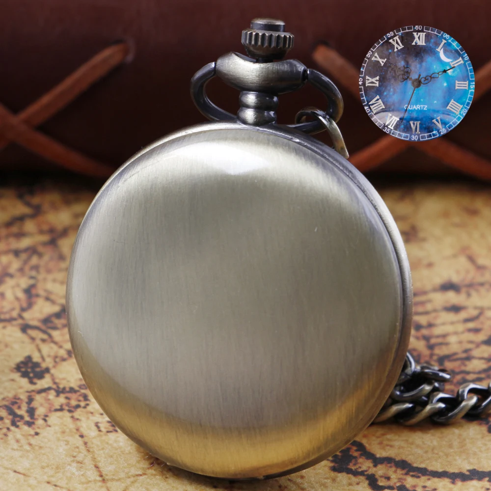 

Vintage Pocket Watch Starry Sky Retro Pocket Clock Mens Women Bronze Necklace Pendant reloj de bolsillo