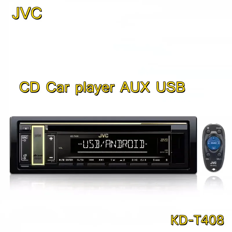 

JVC Car Player Universal 1 Din KD-T408 Car Stereo MP3/WMA/WAV/AAC/FLAC Player 1din Autoradio CD AUX USB FM Radio Auto Audio