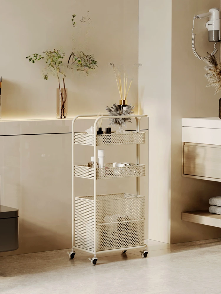 Removable multi-layer narrow slit small cart storage rack in bathroom, cream air net red, minimalist bathroom clutter storage
Removable multi-layer narrow slit small cart storage rack in bathroom, cream air net red, minimalist bathroom clutter storage
