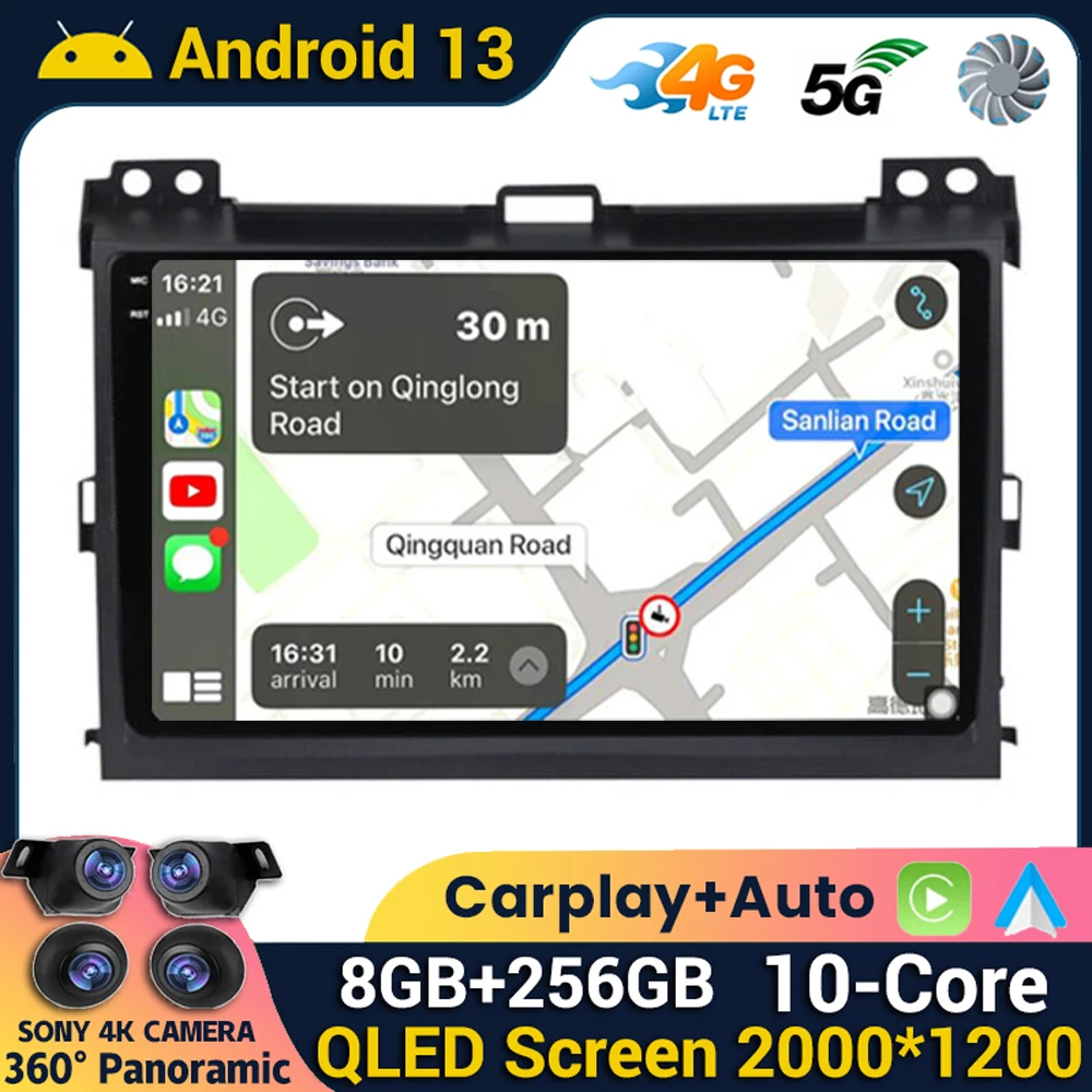 

Android 13 DSP 4G For Toyota Land Cruiser Prado 120 LC120 2003-2009 GPS Car Radio Multimedia Video Player Autoradio Navigation