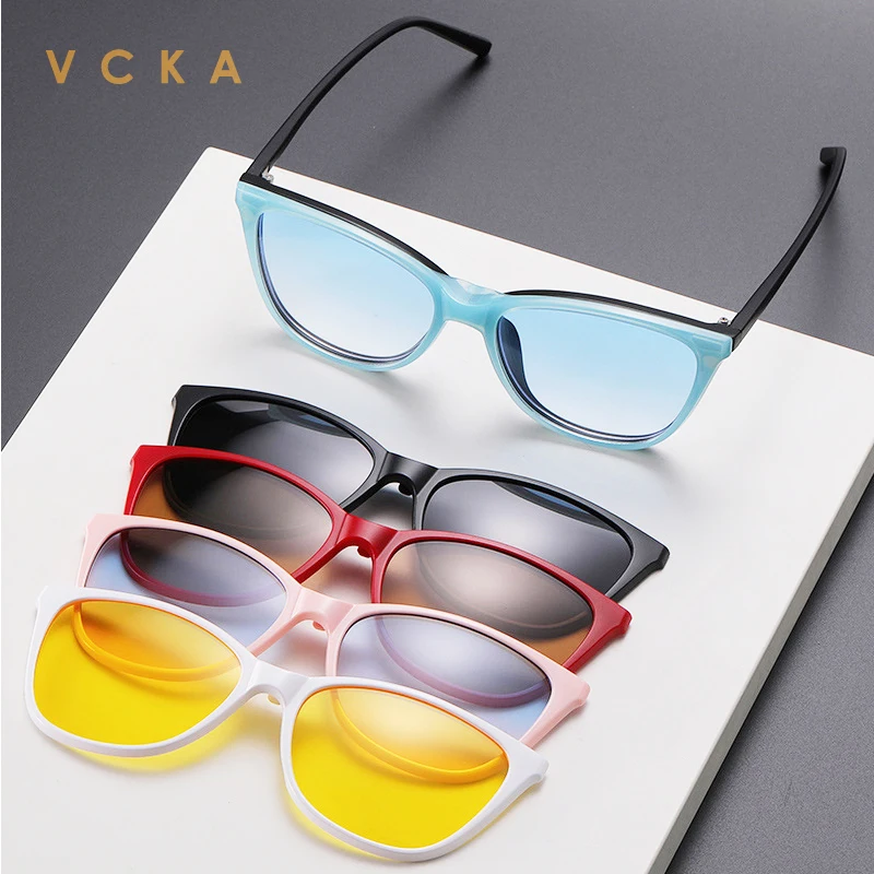 Женские солнцезащитные очки «кошачий глаз» VCKA, поляризационные очки 6 в 1 с магнитной застежкой, оптические оправы для очков от близорукости, 0,5 ~-6,0
Женские солнцезащитные очки «кошачий глаз» VCKA, поляризационные очки 6 в 1 с магнитной застежкой, оптические оправы для очков от близорукости, 0,5 ~-6,0