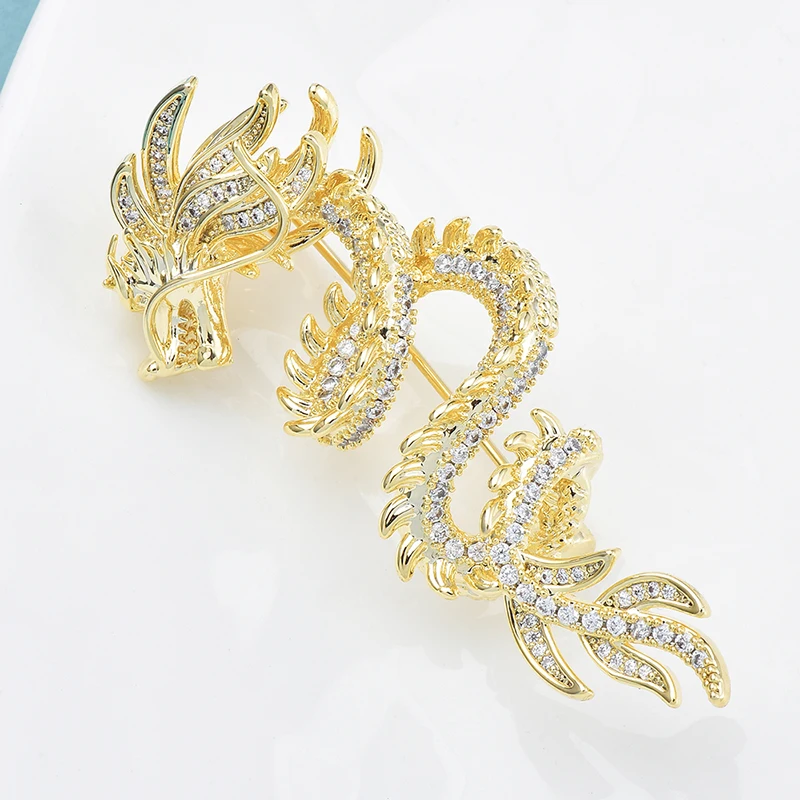 

Wuli&baby Flying Dragon Brooches For Women Unisex High Quality The Year Of Dragon Lucky Animal Party Office Brooch Pins Gifts