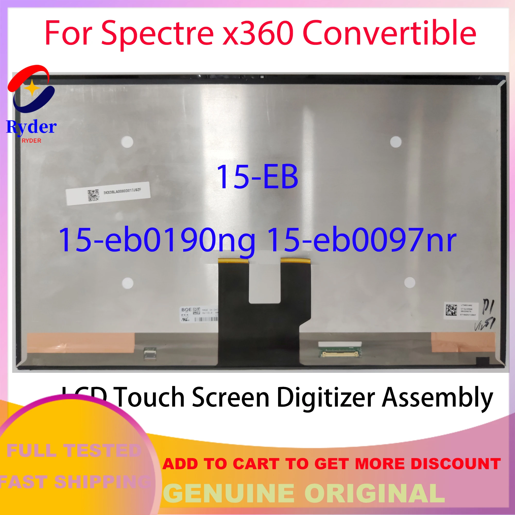 L99323-001 L97639-001 15.6" LCD Touch Screen Replacement Assembly For HP Spectre x360 15-EB 15-eb0190ng 15-eb0097nr 15-eb0043dx
L99323-001 L97639-001 15.6" LCD Touch Screen Replacement Assembly For HP Spectre x360 15-EB 15-eb0190ng 15-eb0097nr 15-eb0043dx