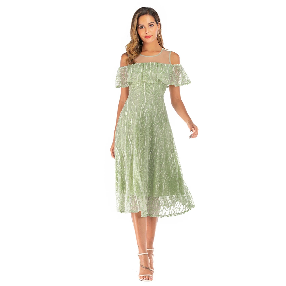 O-neck Ruffle Cold-shouldered Sleeve Lace Tulle Maxi Dresses For Bridesmaid Swing Short Dress Wedding Evening Party Gown
O-neck Ruffle Cold-shouldered Sleeve Lace Tulle Maxi Dresses For Bridesmaid Swing Short Dress Wedding Evening Party Gown