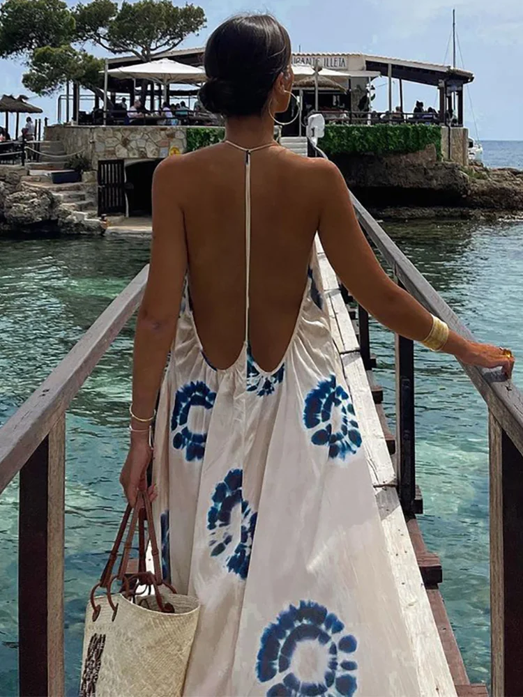 Vacation Summer Dress Women Tie Halter V Neck Creased Effect Vintage Print Maxi Dress Sexy Backless Elegant Party Long Dresses
Vacation Summer Dress Women Tie Halter V Neck Creased Effect Vintage Print Maxi Dress Sexy Backless Elegant Party Long Dresses