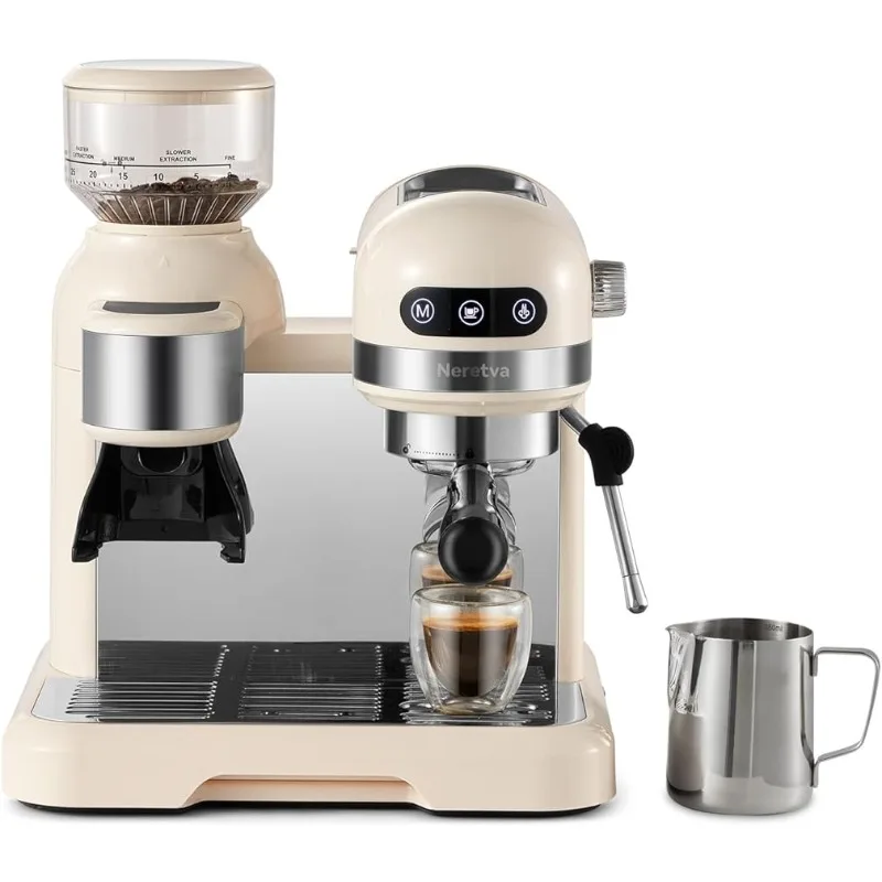 

20 Bar Espresso Coffee Machine with Grinder Steam Wand for Latte Espresso and Cappuccino, 58MM Espresso Maker For Home Barista