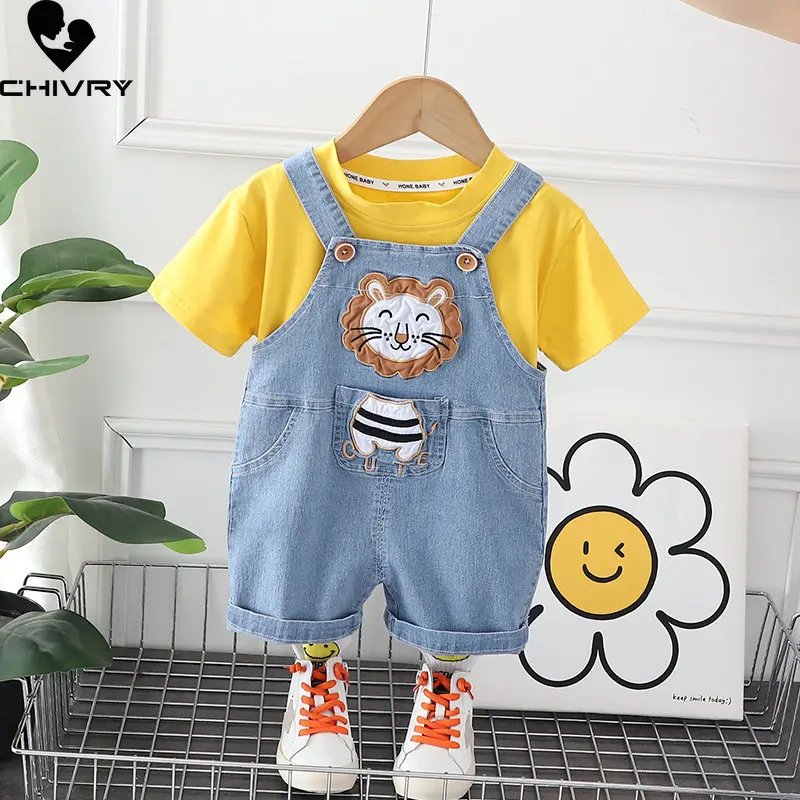 Boys Two-piece Clothing Suit New 2023 Baby Boy Summer Solid Short Sleeve T-shirt Tops with Cute Lion Denim Overalls Rompers
Boys Two-piece Clothing Suit New 2023 Baby Boy Summer Solid Short Sleeve T-shirt Tops with Cute Lion Denim Overalls Rompers