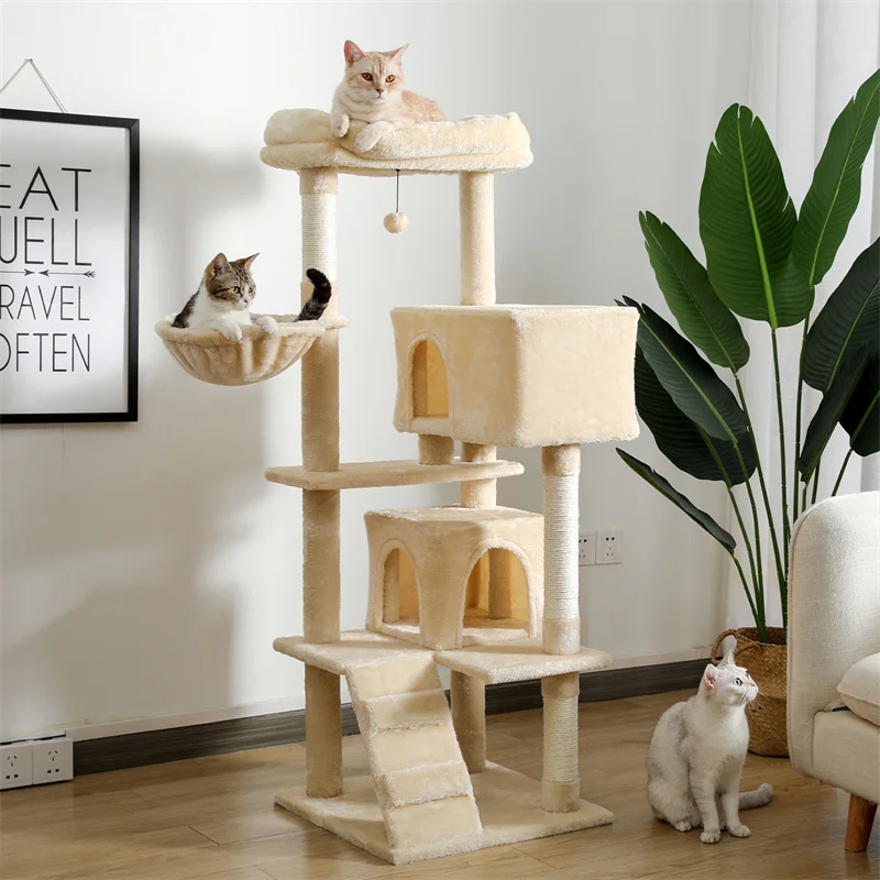 

High Luxury Cat Tree Sisal Scratching Posts for Cat Kitten Multi-Level Tower with Ladder Specious Cozy Condo Hummock Large Perch