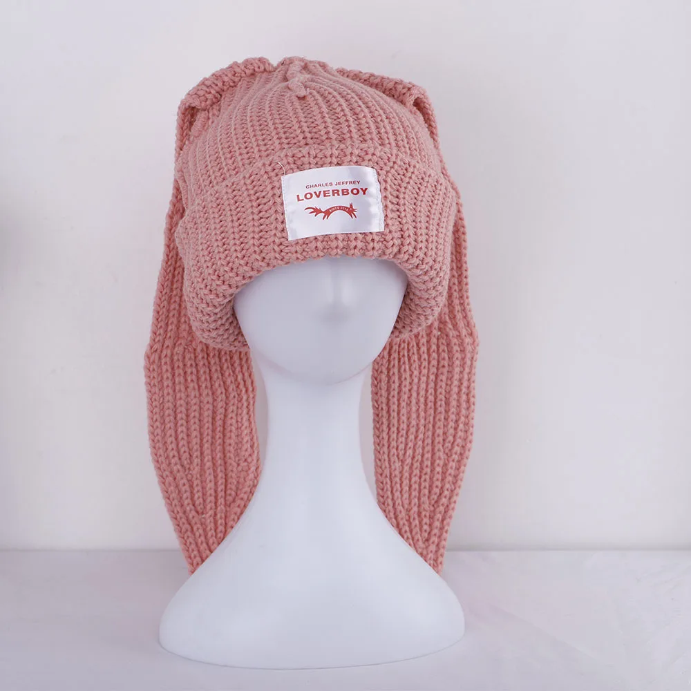 Panama Women's Rabbit Long Ears Cute Knitted Baotou Cold Hat Fashion Thickened Warm Wool Winter Hat Beabie Kpop Crochet Cap H126 
Panama Women's Rabbit Long Ears Cute Knitted Baotou Cold Hat Fashion Thickened Warm Wool Winter Hat Beabie Kpop Crochet Cap H126