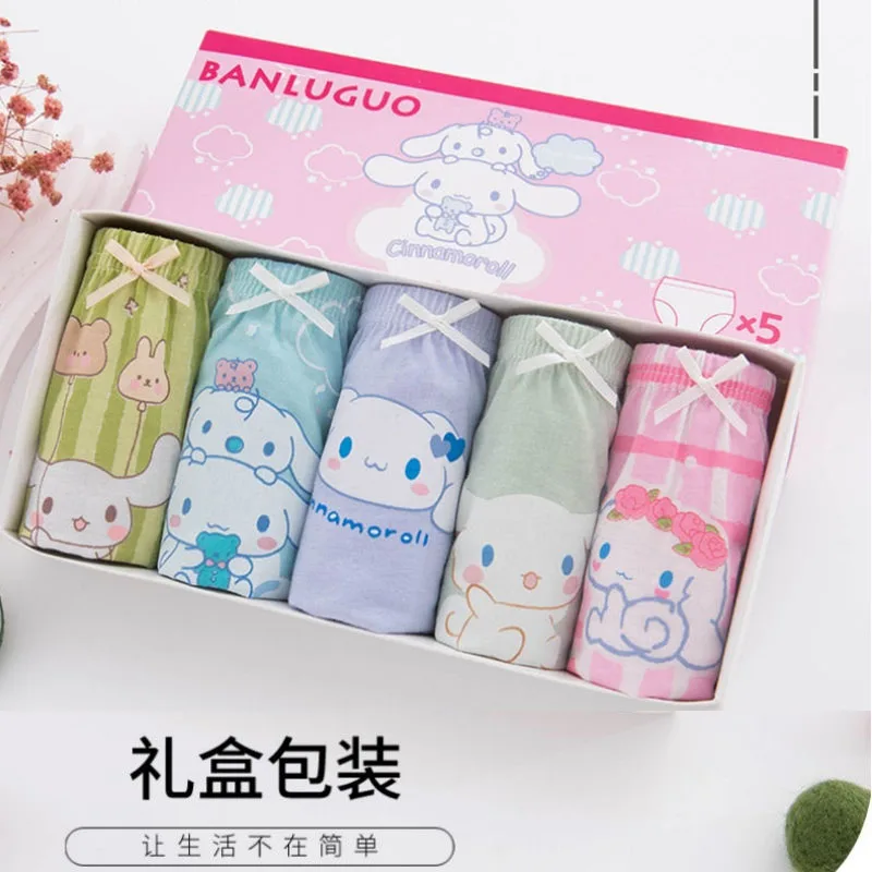 

5Pcs Sanrios Cinnamoroll Children's Underwear Anime Mymelody Kuromi Cartoon Print Boys Girls Cotton Briefs Cute Kids Shorts Gift