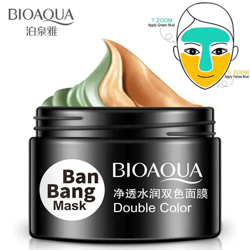 

BIOAQUA Ban Bang Double Color Face Mask Moisturizing Cream for Face Deep Cleaning Skin Pore Acne Blackhead Treatment Facial Care