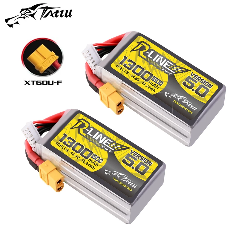 

TATTU-R-LINE 5.0 14.8V 1300mAh 150C LiPo Battery For RC Helicopter Quadcopter FPV Racing Drone Parts With XT60 Plug 4S Battery