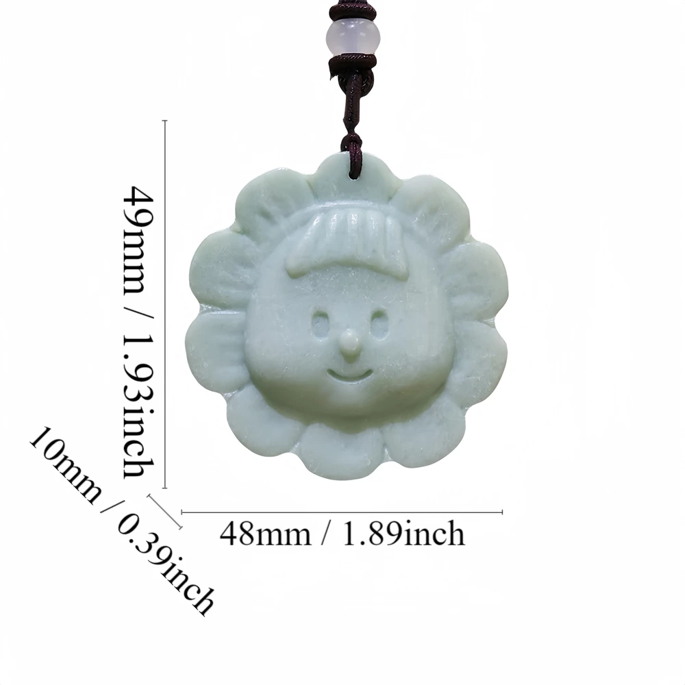 

Chinese Jewelry Talismans Natural Real Jade Sunflower Pendant Necklace Carved Gemstones Vintage Gift Amulet Gifts for Women Men