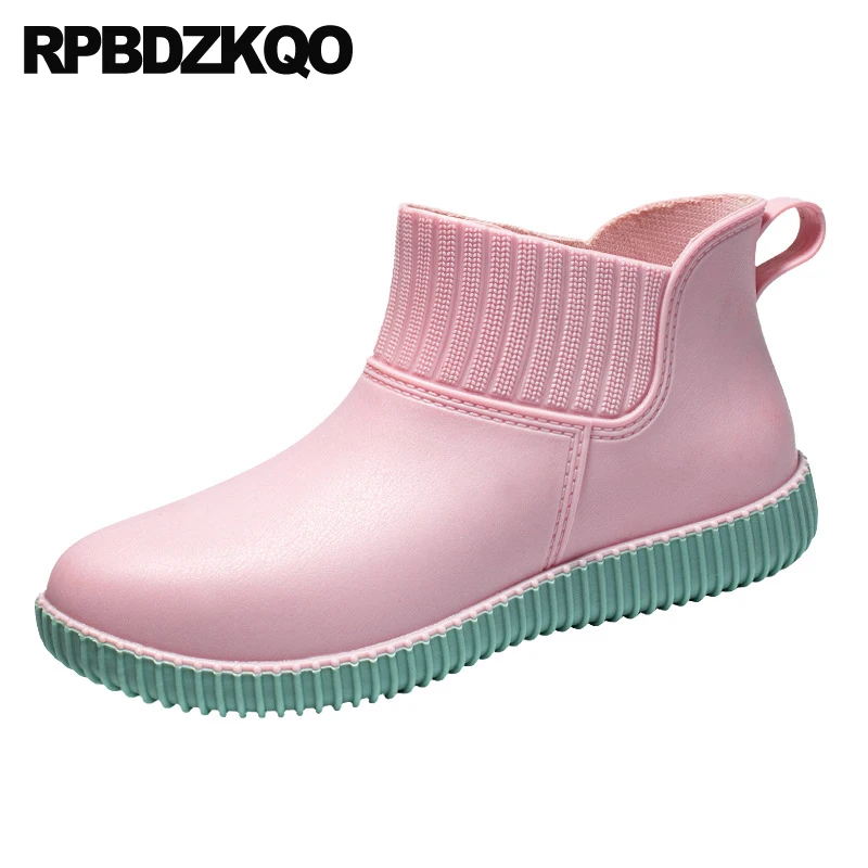 

Women Flat Rubber Girls Slip On Jelly Booties Trend Cheap Chinese Ankle Rainboots Candy Rain Boots Casual Shoes Pvc Waterproof