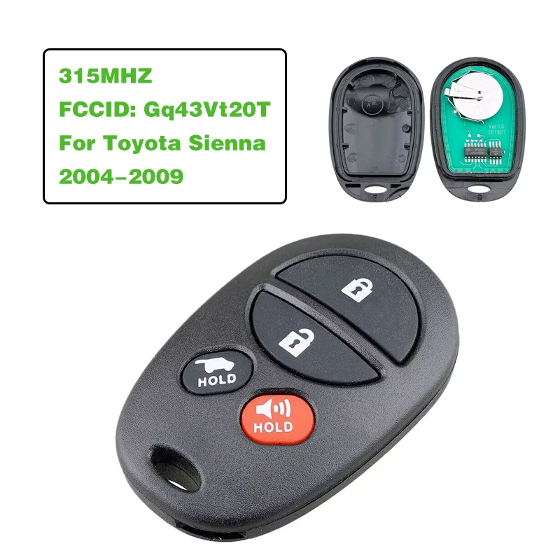 CN007017 For Toyota Sienna 2004-2009 Car Smart Remote Key 4 Buttons Car Key Fob 315Mhz FCC Gq43Vt20T
CN007017 For Toyota Sienna 2004-2009 Car Smart Remote Key 4 Buttons Car Key Fob 315Mhz FCC Gq43Vt20T