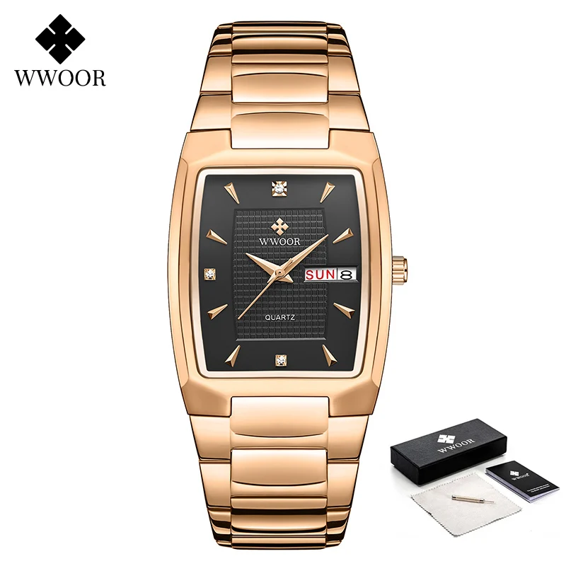 

WWOOR Fashion New Watch For Men Business Luxury Diamond Quartz Sport Wristwatch Waterproof Auto Date Week Men Clock Reloj Hombre