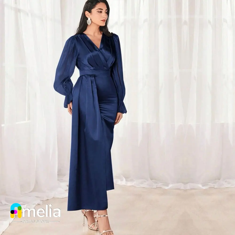 Amelia V-Neck Dubai Prom Dress Long Sleeves Evening Dress With Ankle Length Summer Women Wedding Party Gowns 2023
Amelia V-Neck Dubai Prom Dress Long Sleeves Evening Dress With Ankle Length Summer Women Wedding Party Gowns 2023