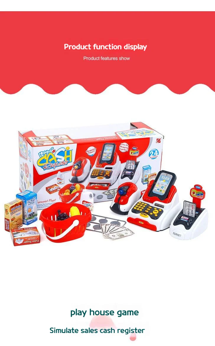 Shop Generic Playcashier Register For Kids Supermarket Cash Register