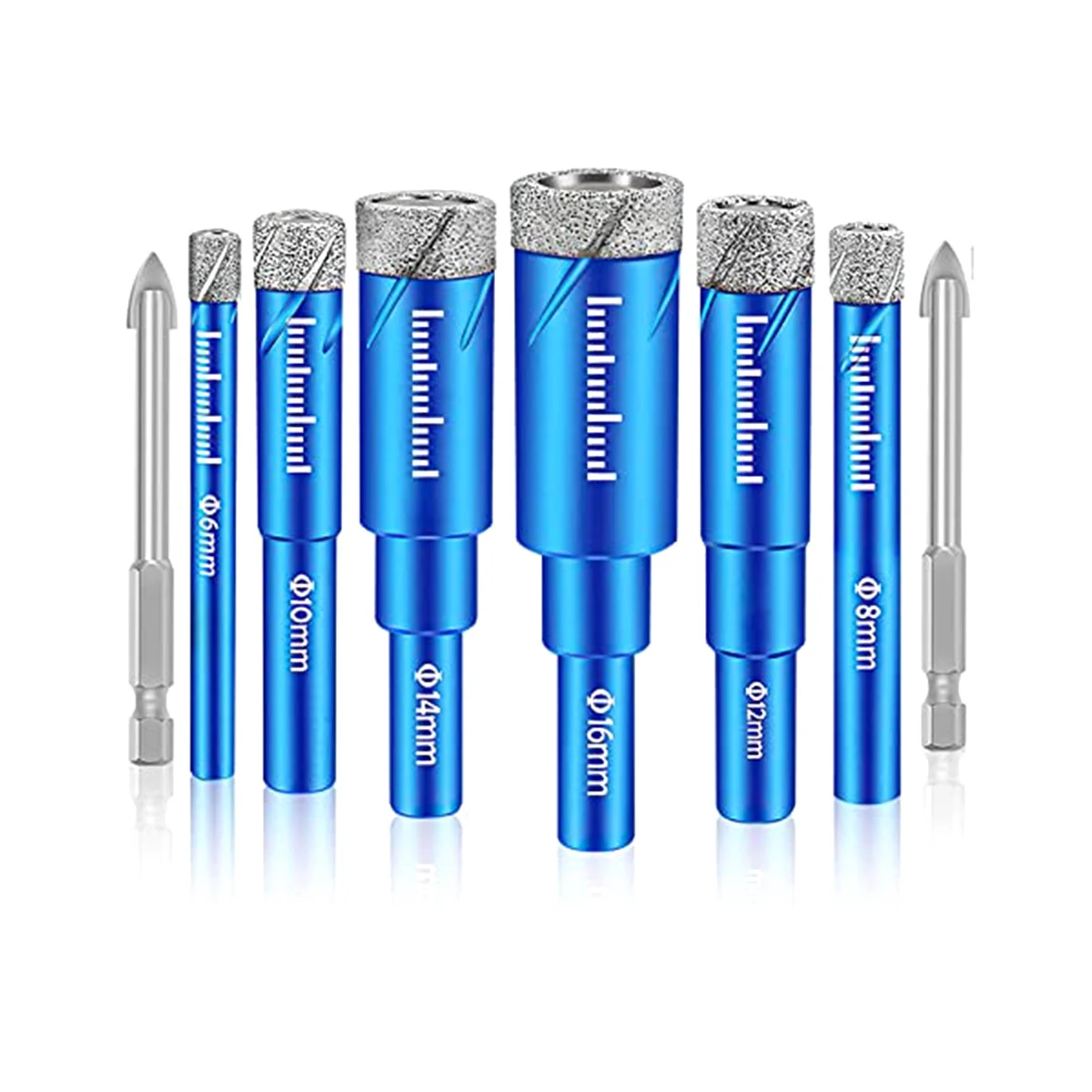 Dry Diamond Drill Bits Set, 6PCS Small Diamond Hole Saw Kit with 2PCS Carbide Drill for Ceramics Marble
Dry Diamond Drill Bits Set, 6PCS Small Diamond Hole Saw Kit with 2PCS Carbide Drill for Ceramics Marble