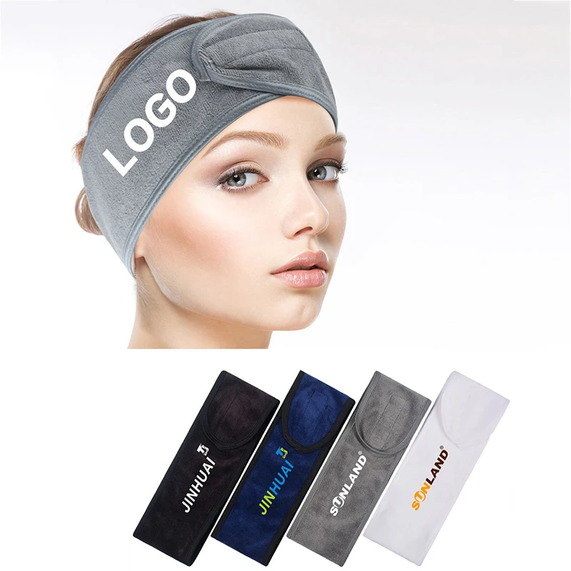 

50pcs Customize Logo Spa Facial Hairband Terry Cloth Head Band Stretch Towel Washable Facial Spa Headband Makeup Private Label