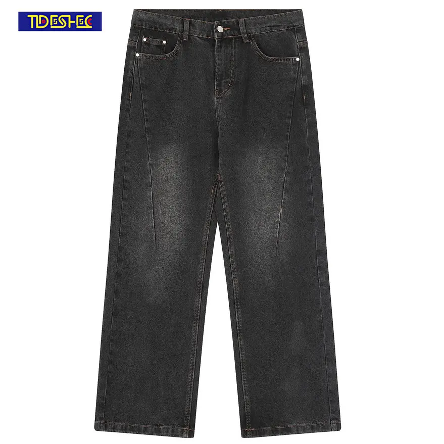 Washed Spliced Loose Wide Leg Jeans Streetwear Denim Pants Mens Casual Straight-leg Black Baggy Oversized Zipper Pants
Washed Spliced Loose Wide Leg Jeans Streetwear Denim Pants Mens Casual Straight-leg Black Baggy Oversized Zipper Pants