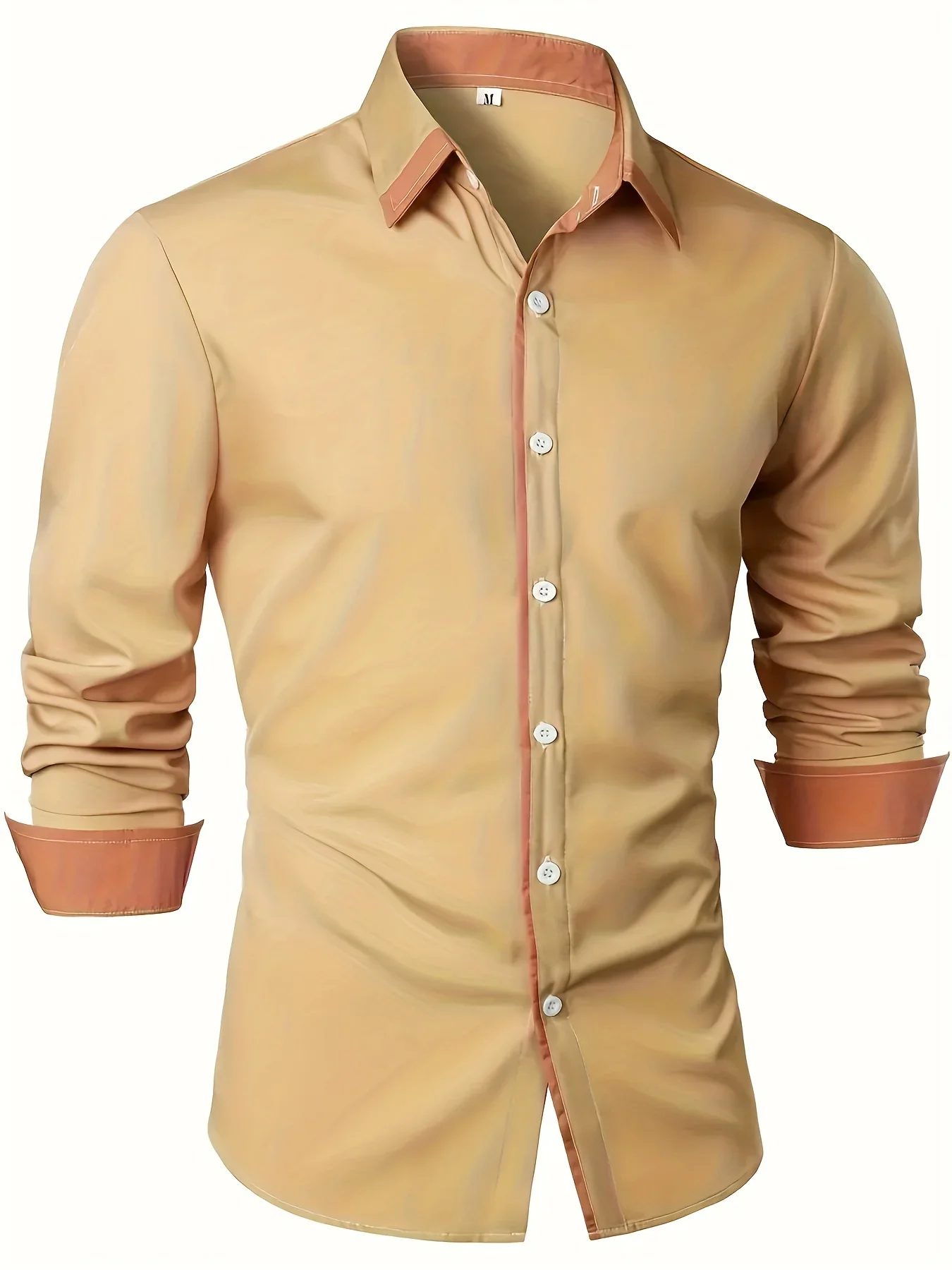 

Мужская рубашка контрастных цветов, элегантная приталенная рубашка с длинным рукавом для зрелой фигуры на весну, осень и зиму, мужская одежда