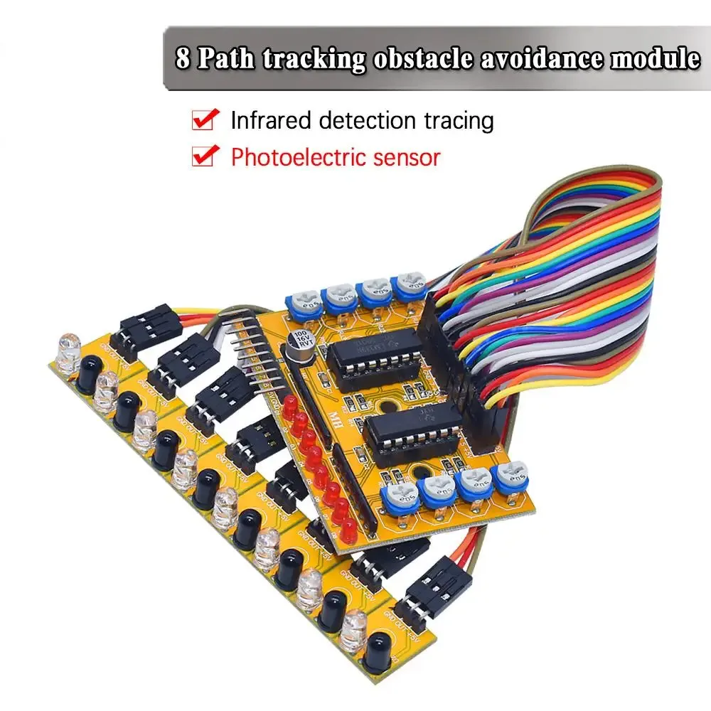 

Eight Road 8 Channel Infrared Detector Tracking Transmission Line Obstacle Avoidance Sensor Module for Arduino Diy Car Robot