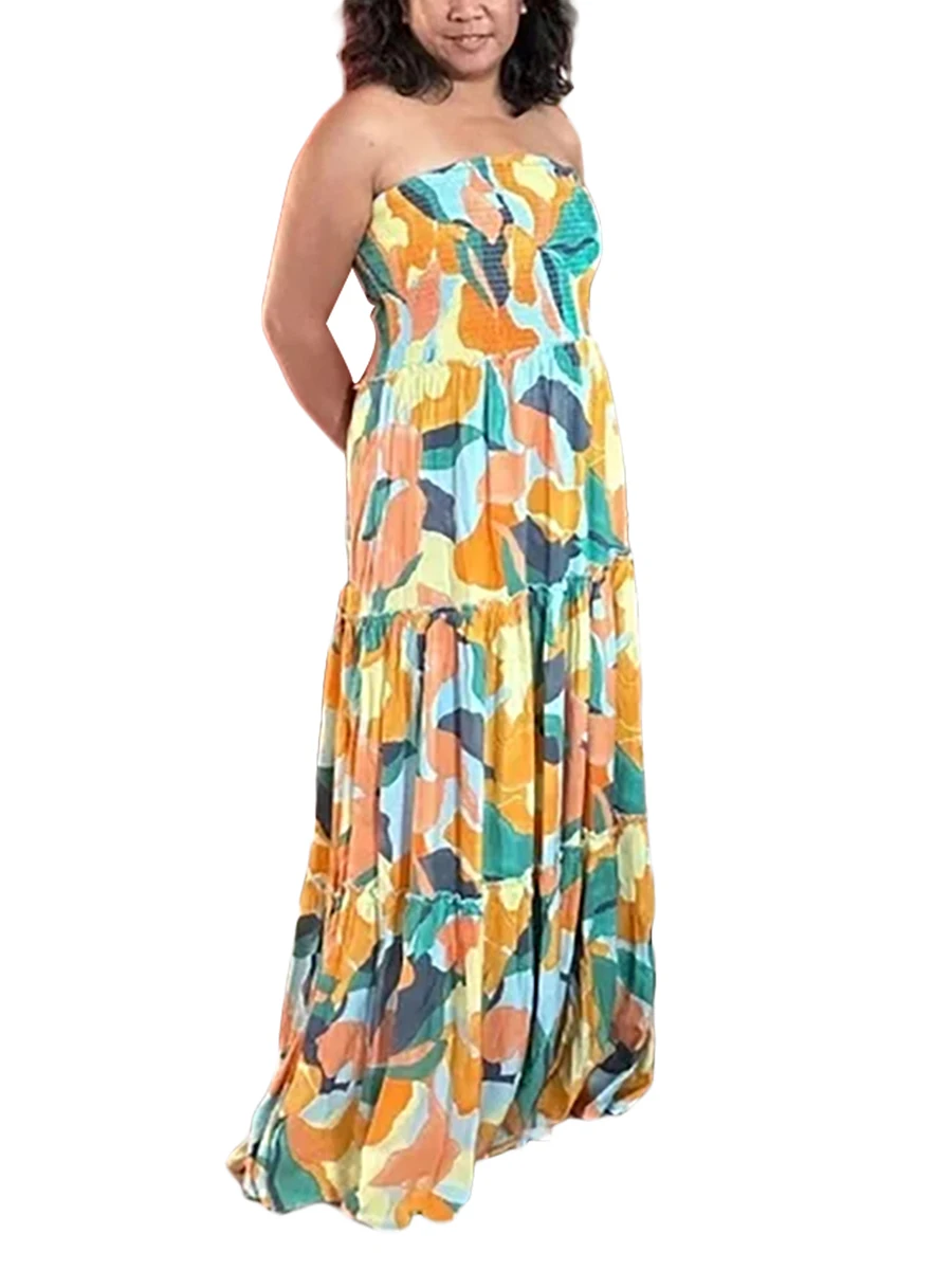 Women Summer Strapless Casual Long Floral Print Backless Pleated Plus Size Tube Top Loose Fit Aesthetic Maxi Dress
Women Summer Strapless Casual Long Floral Print Backless Pleated Plus Size Tube Top Loose Fit Aesthetic Maxi Dress