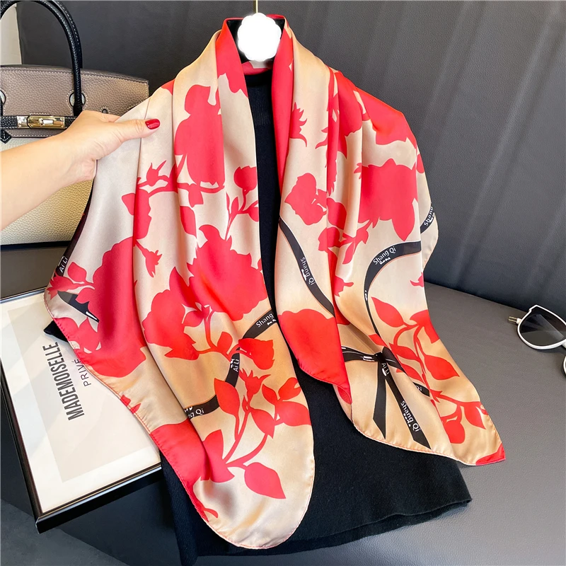 Silk Women Hijab Summer Print Scarf Luxury 90cm Satin Hair Bandana Foulard Female Beach Stoles Neckerchief Shawl Wraps
Silk Women Hijab Summer Print Scarf Luxury 90cm Satin Hair Bandana Foulard Female Beach Stoles Neckerchief Shawl Wraps
