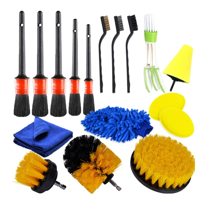 

17 Pcs Car Detailing Brush Set Car Cleaning Brushes Sponges Towels For Car Air Vents Rim Cleaning Dirt Dust Clean Tool