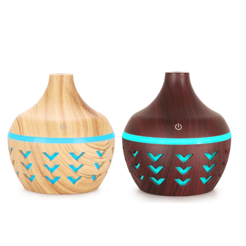 

130ML Air Humidifier Electric Aroma Diffuser Mist Wood Grain Essential Oil Diffuser with 7 LED Light For Car Home Drop Shipping