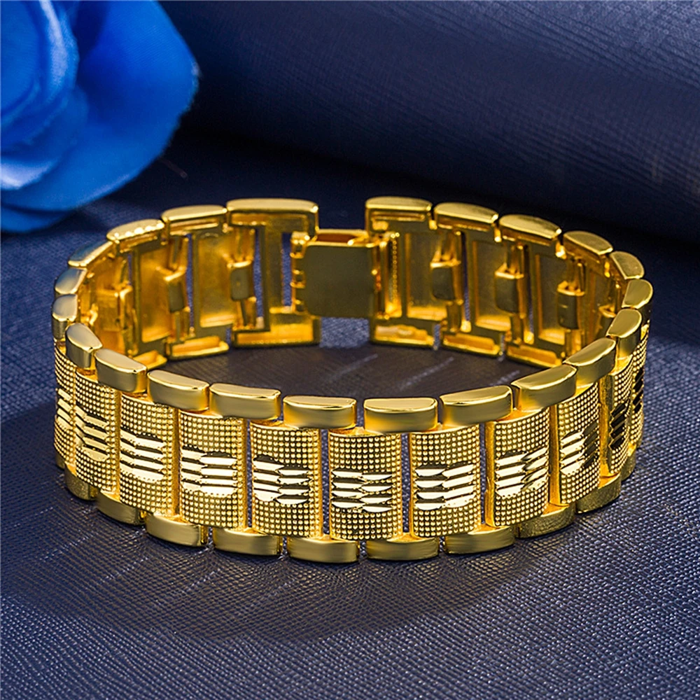 Occident Fashion Wristband Men's Bracelet Classic 18k Yellow Gold Filled Mens Jewelry Hip Hop 15mm Wide 20cm Long Accessories
Occident Fashion Wristband Men's Bracelet Classic 18k Yellow Gold Filled Mens Jewelry Hip Hop 15mm Wide 20cm Long Accessories