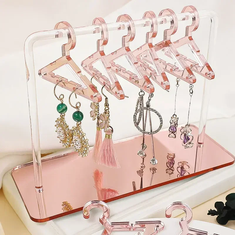 

8PCS Hangers Clear Acrylic Jewelry Display Rack Earring Hanging Clothes Stand Storage Jewellry Shopwindow Manager Displays Racks