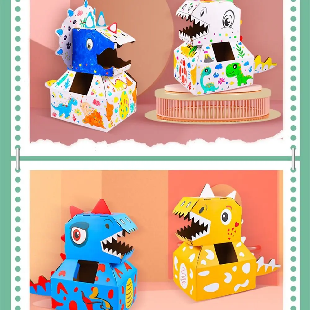 

Handmade Cardboard Box Dinosaur Toy Funny Paper Animal Vibrant Colour Scheme Puzzle Birthday Gifts