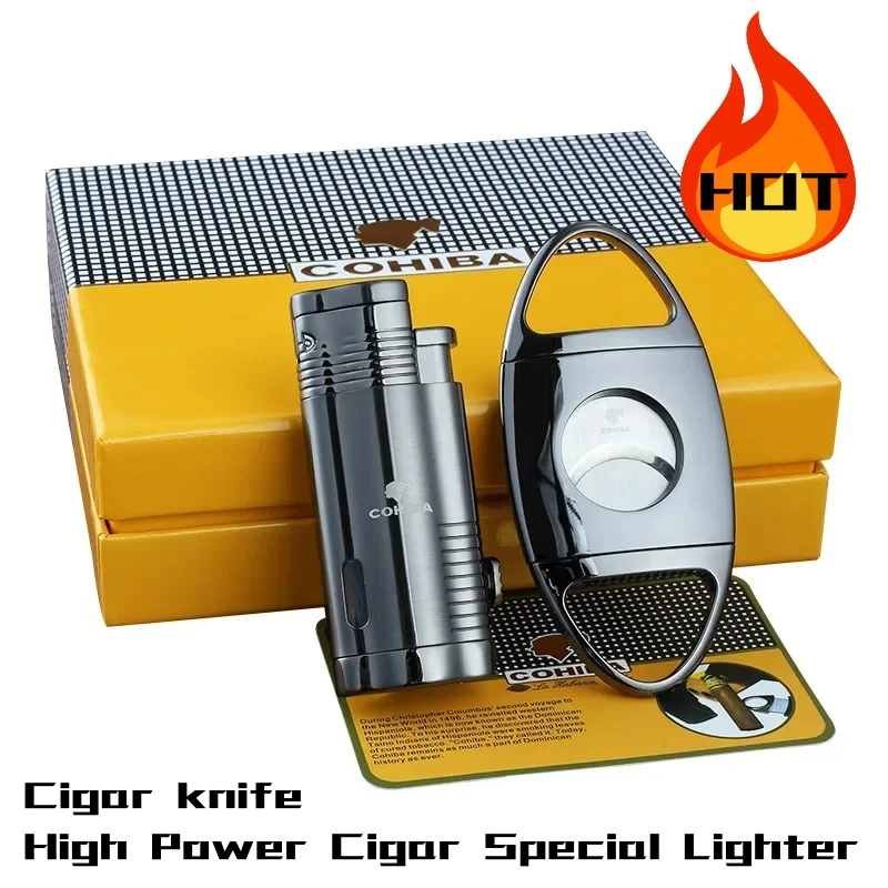 Cohiba Metal Windproof Turbine Torch Blue Flame High Fire Butane Gas Lighter Outdoor Cigar Lighter Cigar Accessories Men's Gift
Cohiba Metal Windproof Turbine Torch Blue Flame High Fire Butane Gas Lighter Outdoor Cigar Lighter Cigar Accessories Men's Gift