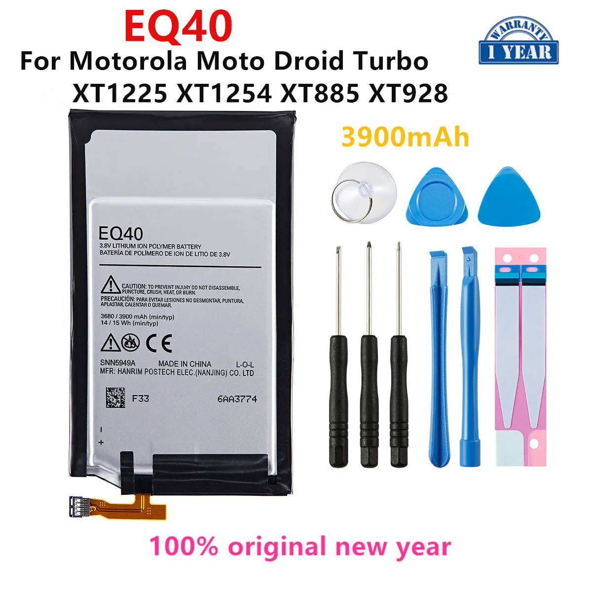 100% Original EQ40 3900mAh Battery For Motorola Moto Droid Turbo XT1225 XT1254 XT885 XT928 Mobile phone Batteries+Tools
100% Original EQ40 3900mAh Battery For Motorola Moto Droid Turbo XT1225 XT1254 XT885 XT928 Mobile phone Batteries+Tools