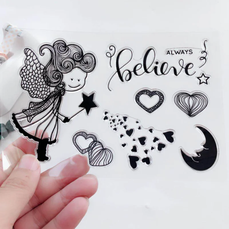 

Fairy Girl Transparent Silicone Finished Stamp DIY Scrapbooking Journal Rubber Coloring Embossed Diary Stencils Decor Reusable