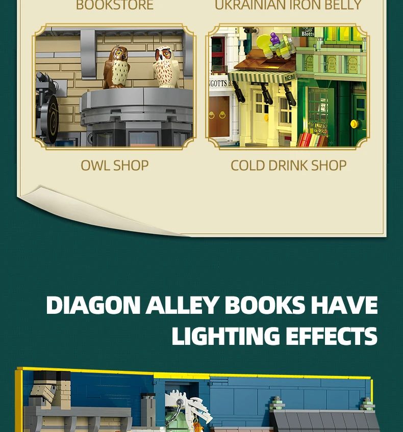 1976PCS Diagon Alley Book Building Blocks Classic Movie Scene Magic Bookstore Model Bricks Desktop Decoration Kids DIY Toys Gift 1976PCS Diagon Alley Book Building Blocks Classic Movie Scene Magic Bookstore Model Bricks Desktop Decoration Kids DIY Toys Gift