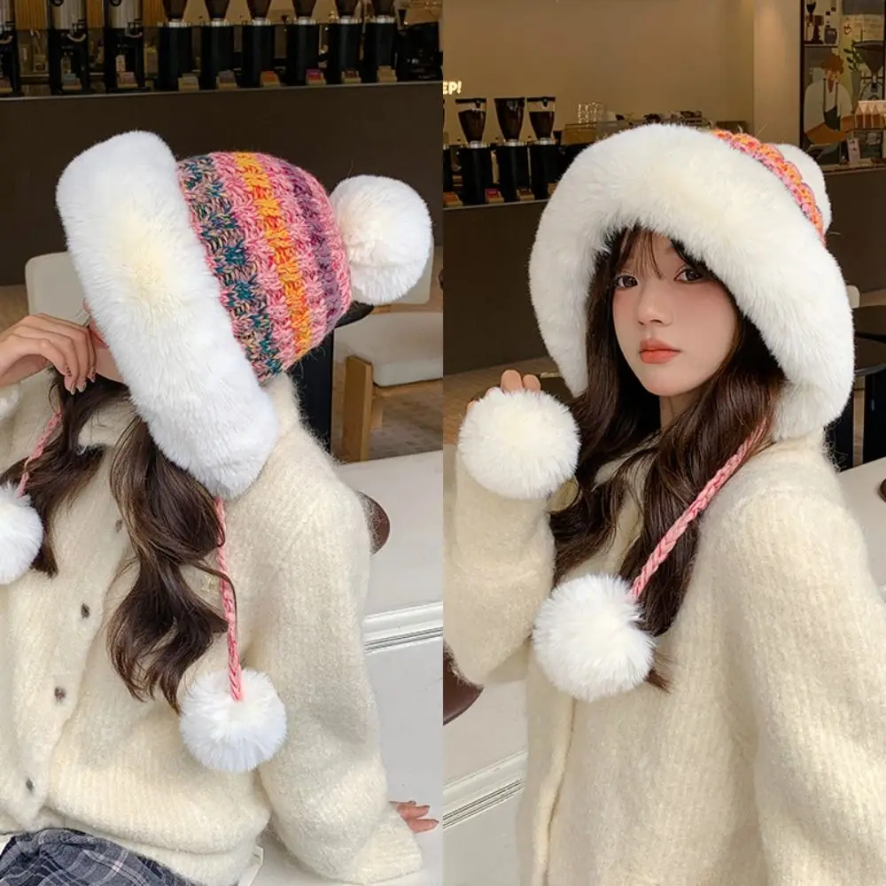 Winter Plush Knitted Hat Woolen Rainbow Fluffy Fleece Bucket Cap Warm Soft Ear Protection Hat Women
Winter Plush Knitted Hat Woolen Rainbow Fluffy Fleece Bucket Cap Warm Soft Ear Protection Hat Women