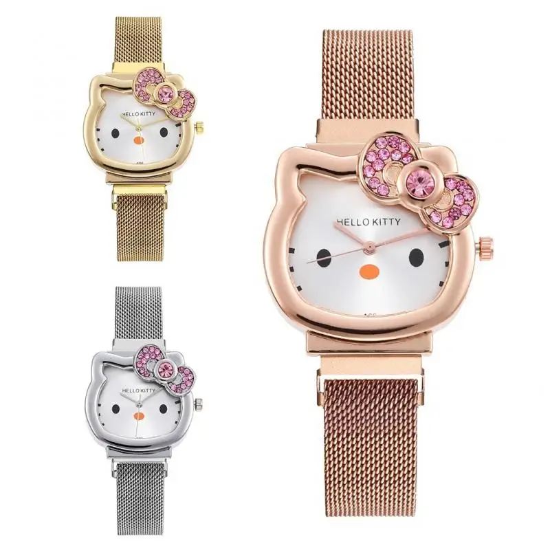 Hello Kitty Diamond Watch Cat Bow Kawaii Pink Ladies Gold Sliver Metal Jewelry Cartoon Magnetic Watch Girlfriend Birthday
Hello Kitty Diamond Watch Cat Bow Kawaii Pink Ladies Gold Sliver Metal Jewelry Cartoon Magnetic Watch Girlfriend Birthday