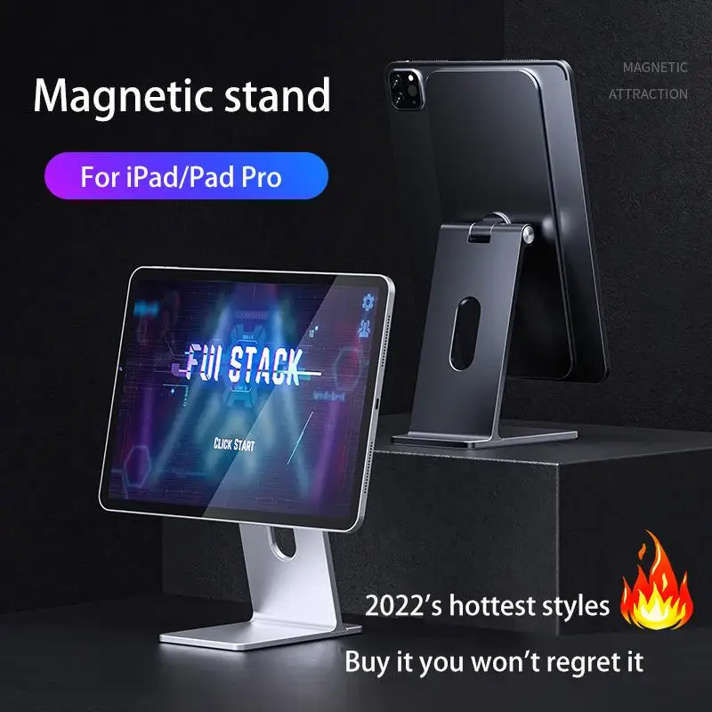 

New New Magnetic Tablet Holder Aluminum Stand For iPad Series 360° Rotation No Shaking For iPad Pro 12.9/11 inches Tablet