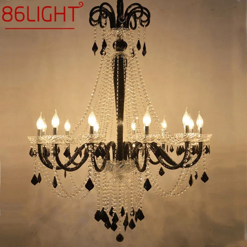 86LIGHT European Crystal Pendent Lamp Black Candle Lamp Living Room Restaurant Villa Staircase Duplex Building Chandelier 
86LIGHT European Crystal Pendent Lamp Black Candle Lamp Living Room Restaurant Villa Staircase Duplex Building Chandelier