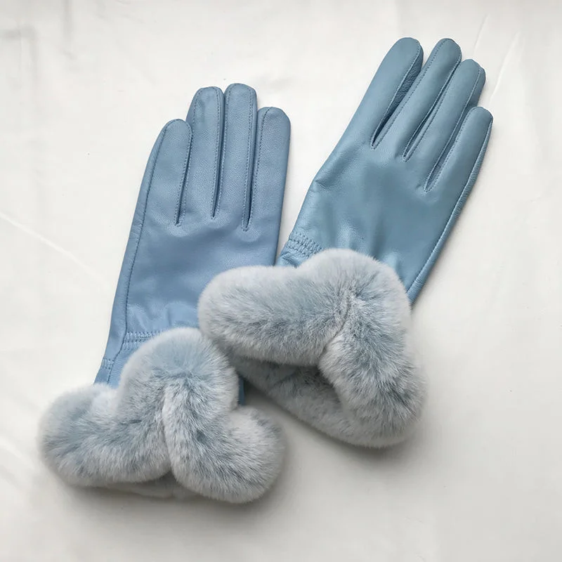 Real Sheepskin Rex Rabbit Fur Gloves Women's Genuine Leather Glove Winter Warm Fashion Style Natural Fluffy Fur Mittens
Real Sheepskin Rex Rabbit Fur Gloves Women's Genuine Leather Glove Winter Warm Fashion Style Natural Fluffy Fur Mittens