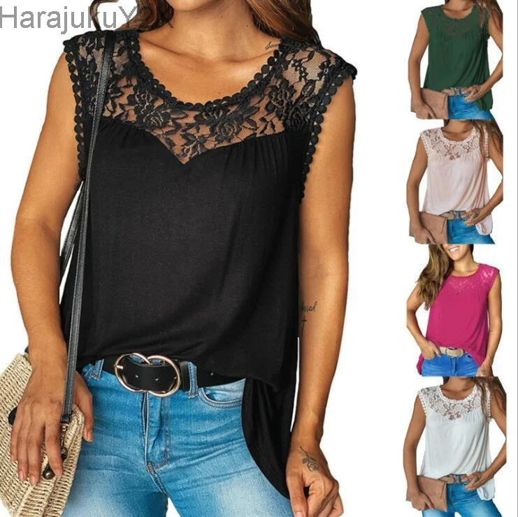 Fashion Women Summer Solid Color T-Shirs for Streetwear Mech Patchwork Design Lace Decor See Through O-Neck Sleeveless Loose Top
Fashion Women Summer Solid Color T-Shirs for Streetwear Mech Patchwork Design Lace Decor See Through O-Neck Sleeveless Loose Top