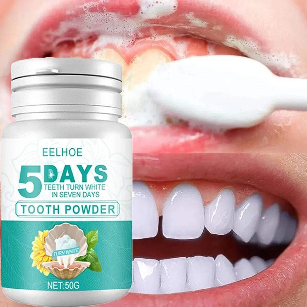 

5 Days Teeth Whitening Toothpaste Remove Plaque Stains Powder Deep Cleaning Oral Hygiene Fresh Breath Brightening Tooth Care 50g