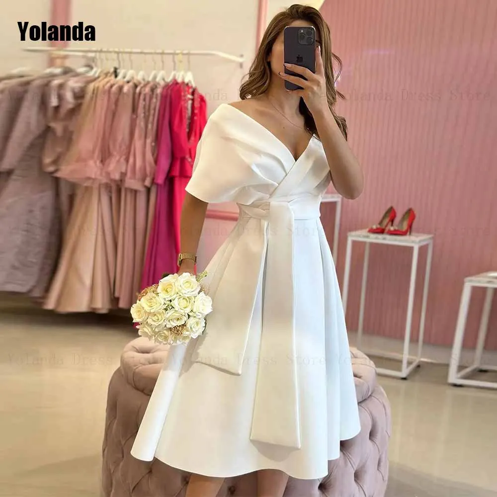 High Quality 2024 New Design A-line Evening Dresses Satin Draped Pleat Belt Open Back Party Dress Knee Length Robe de soirée
High Quality 2024 New Design A-line Evening Dresses Satin Draped Pleat Belt Open Back Party Dress Knee Length Robe de soirée