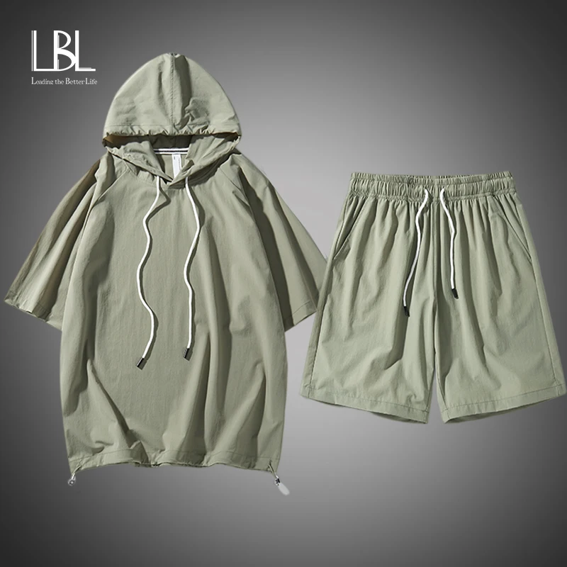 Men Simple Hoodies Short Sleeve Sets 2023 Summer Quick-dry Drawstring Hooded 2 Peice Set Fashion Loose Casual Man Tracksuit Suit
Men Simple Hoodies Short Sleeve Sets 2023 Summer Quick-dry Drawstring Hooded 2 Peice Set Fashion Loose Casual Man Tracksuit Suit