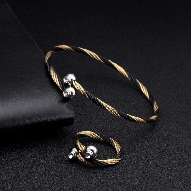 

Unique Braided Women Stainless Steel Open Cuff Bracelets Brand Sporty Chain Link Charm Crystal Bracelets Female Ladies Jewelry