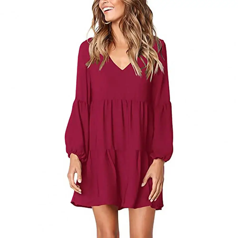 Women Polyester Dress Stylish V-neck Long Sleeve Women's Dress for Daily Wear Loose Comfortable Solid Color Summer Dress Elegant
Women Polyester Dress Stylish V-neck Long Sleeve Women's Dress for Daily Wear Loose Comfortable Solid Color Summer Dress Elegant